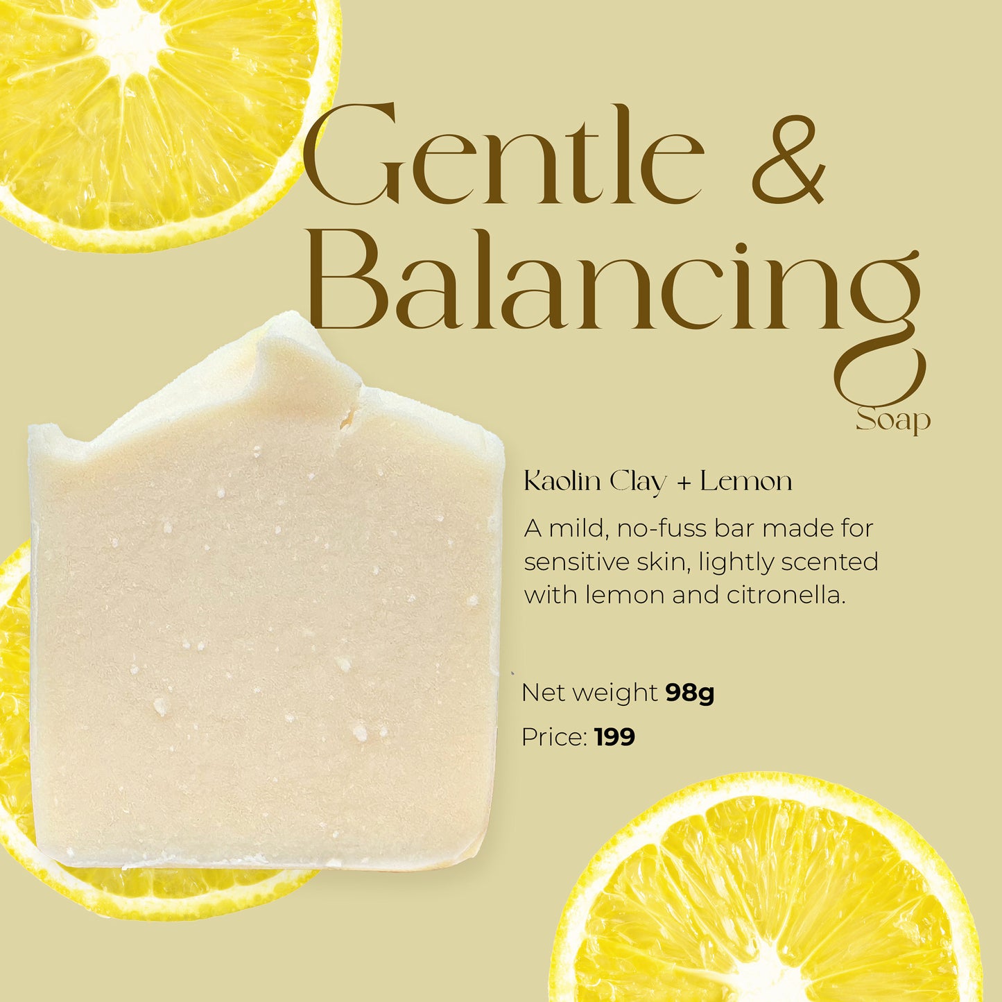 Gentle & Balancing Soap (Bentonite Clay + Calming Essential Oils)