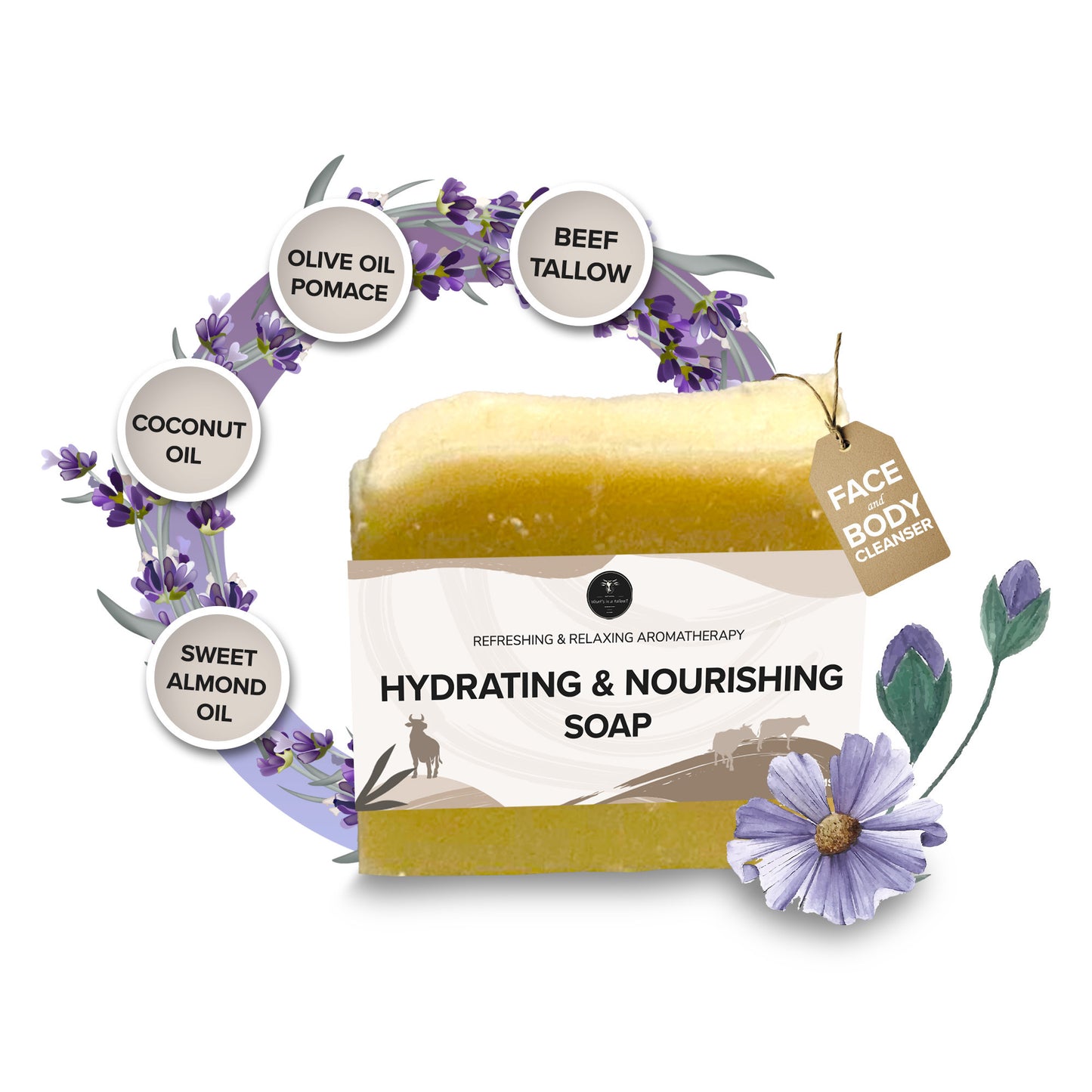 Hydrating & Nourishing Soap (Purple Brazilian Clay + Lavender)