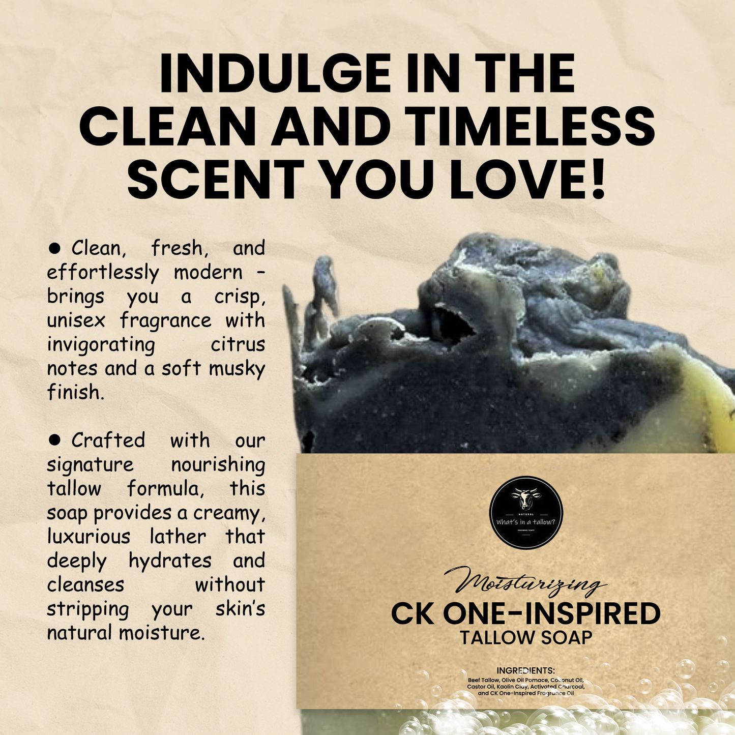 Moisturizing CK One-Inspired Tallow Soap